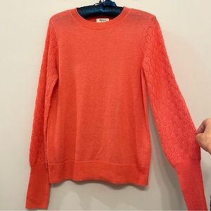 Style & Co.‎ Crewneck Sweater Coral Accent Sleeve Women’s size S Like New
